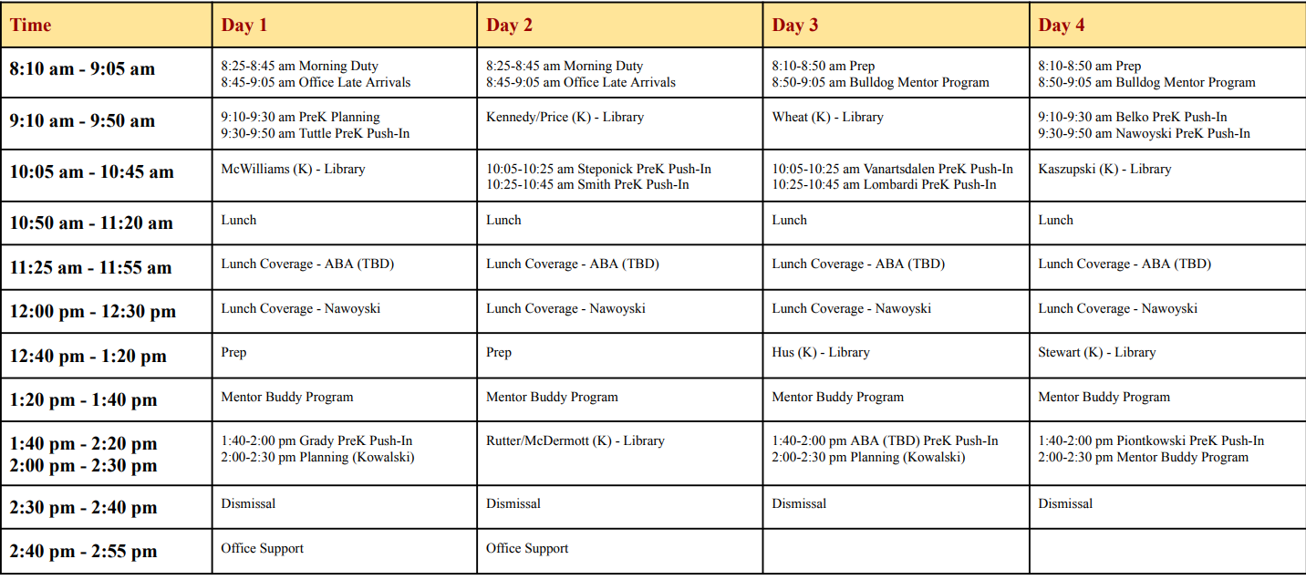 schedule